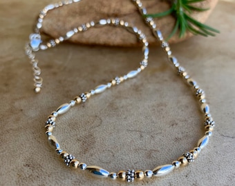 Sterling Silver Gold-Filled Choker: Two-Tone Beaded Necklace