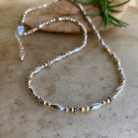 Silver and Gold Choker Necklace two Tone Layering Necklace