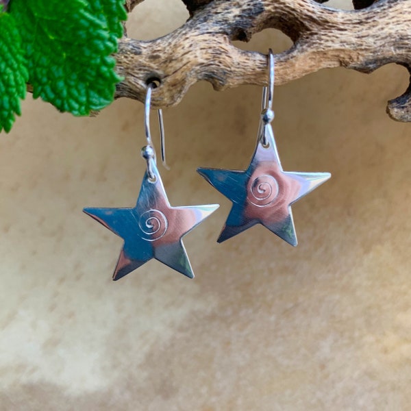 Silver Star Earrings/Brass Star Earrings/Copper Star Earrings/Lightweight Star Earrings/Kimbajul