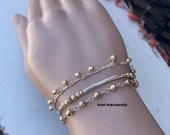 Gold & Silver Mixed Metal Bracelets/Delicate Layering Bracelet/ Feminine Jewelry/Two Tone Jewelry/Anklets/Ankle Bracelets/Kimbajul/Kimbagirl