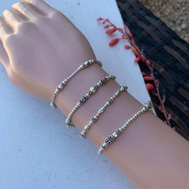 Sterling Silver Bead Bracelets for Everyday Wear/stacking Etsy