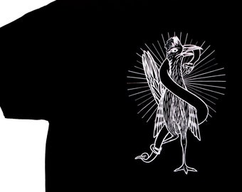 RoadRunner T-Shirt - Print of Road Runner and Rattle Snake on Black Shirt