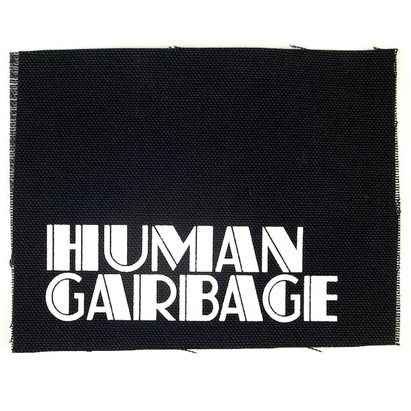 Human Garbage Patch - Print on Black Cotton Canvas