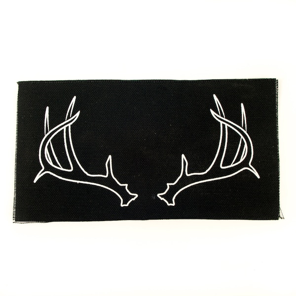 Antler Patch - Print on Black Cotton Canvas