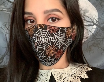 Metallic Spinnennetz Gesichtsmaske, verstellbare Halloween Bedeckung