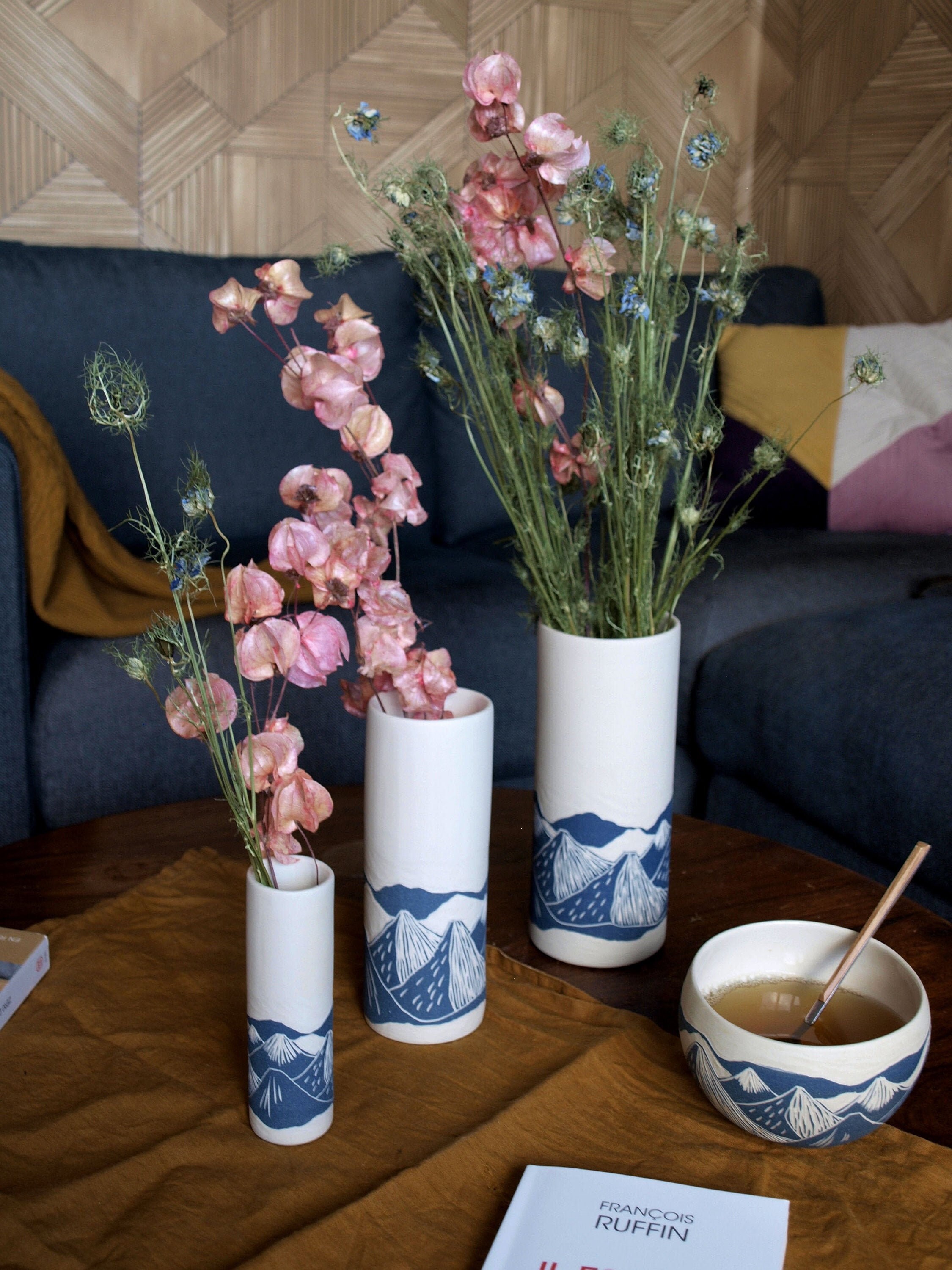 Vase en Céramique Bleu et Blanc