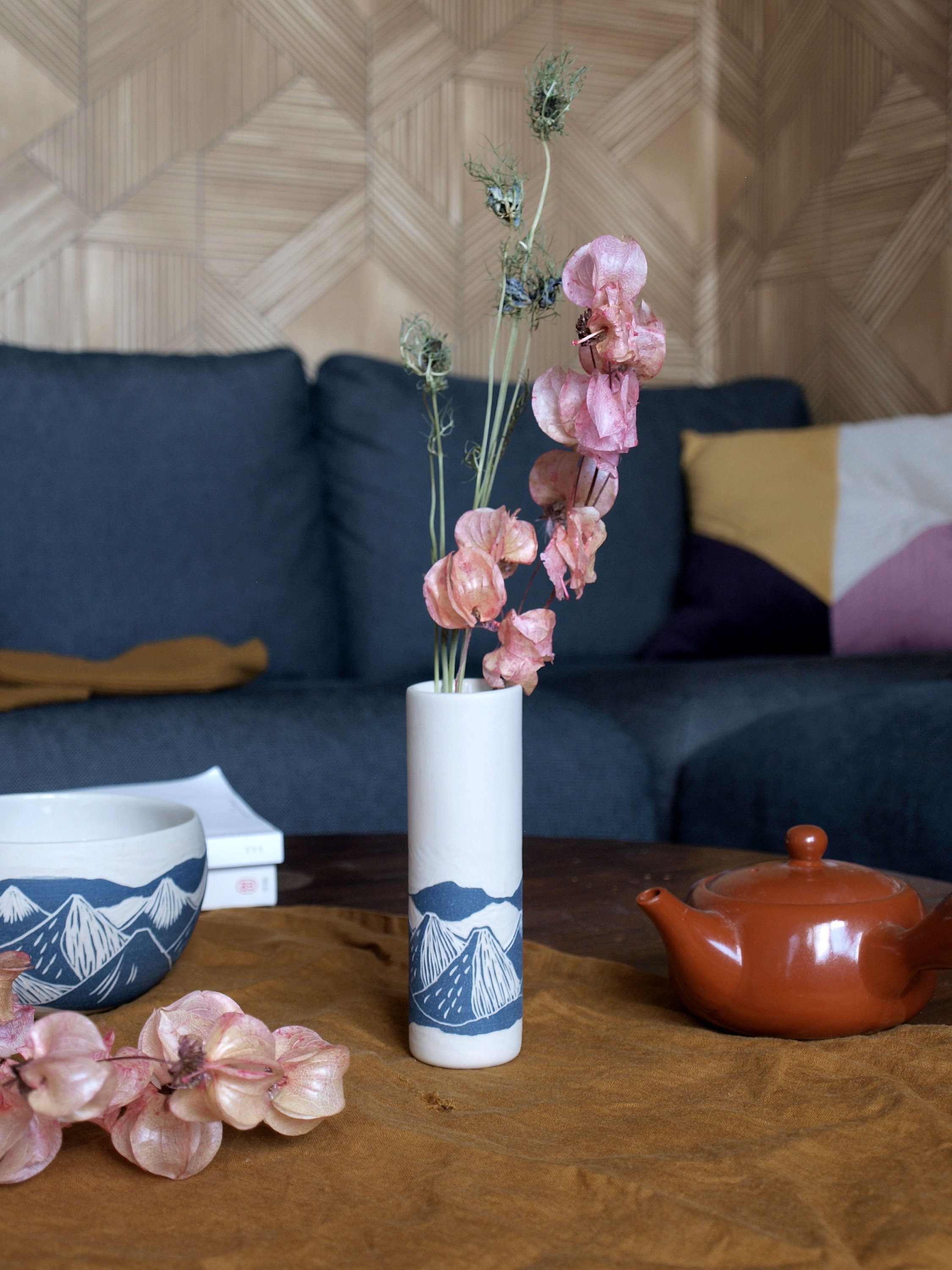 Petit Vase en Céramique Bleu et Blanc