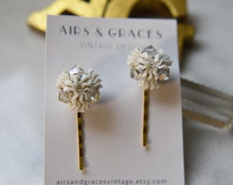 Vintage Milk Glass Hair Slides Vintage Bobby Pins, Unique Milk Glass, Glass Hair Clip,bobby  main image 3