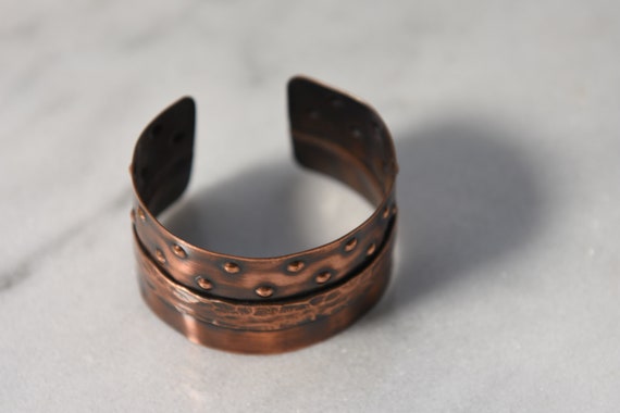 Copper Cuff Bracelet, Textured Artisan Metalwork - image 2