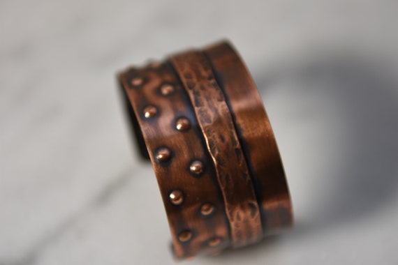 Copper Cuff Bracelet, Textured Artisan Metalwork - image 6