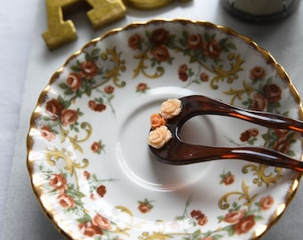 Tenedor de pelo de concha de tortuga, diseño floral vintage, accesorio para el cabello, soporte de moño, alfiler de pelo francés, para cabello largo, caparazón de tortuga,