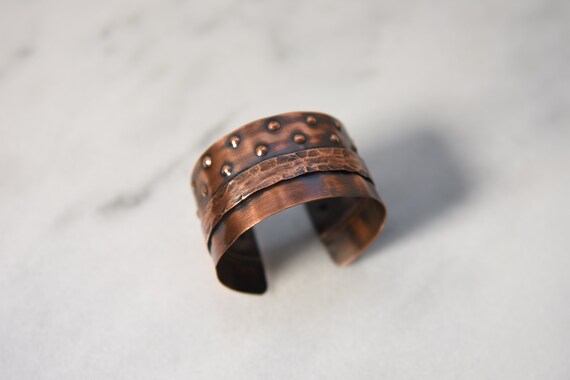 Copper Cuff Bracelet, Textured Artisan Metalwork - image 3