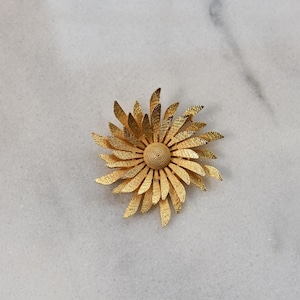 Gold Flower Brooch, Mid Century, Coro