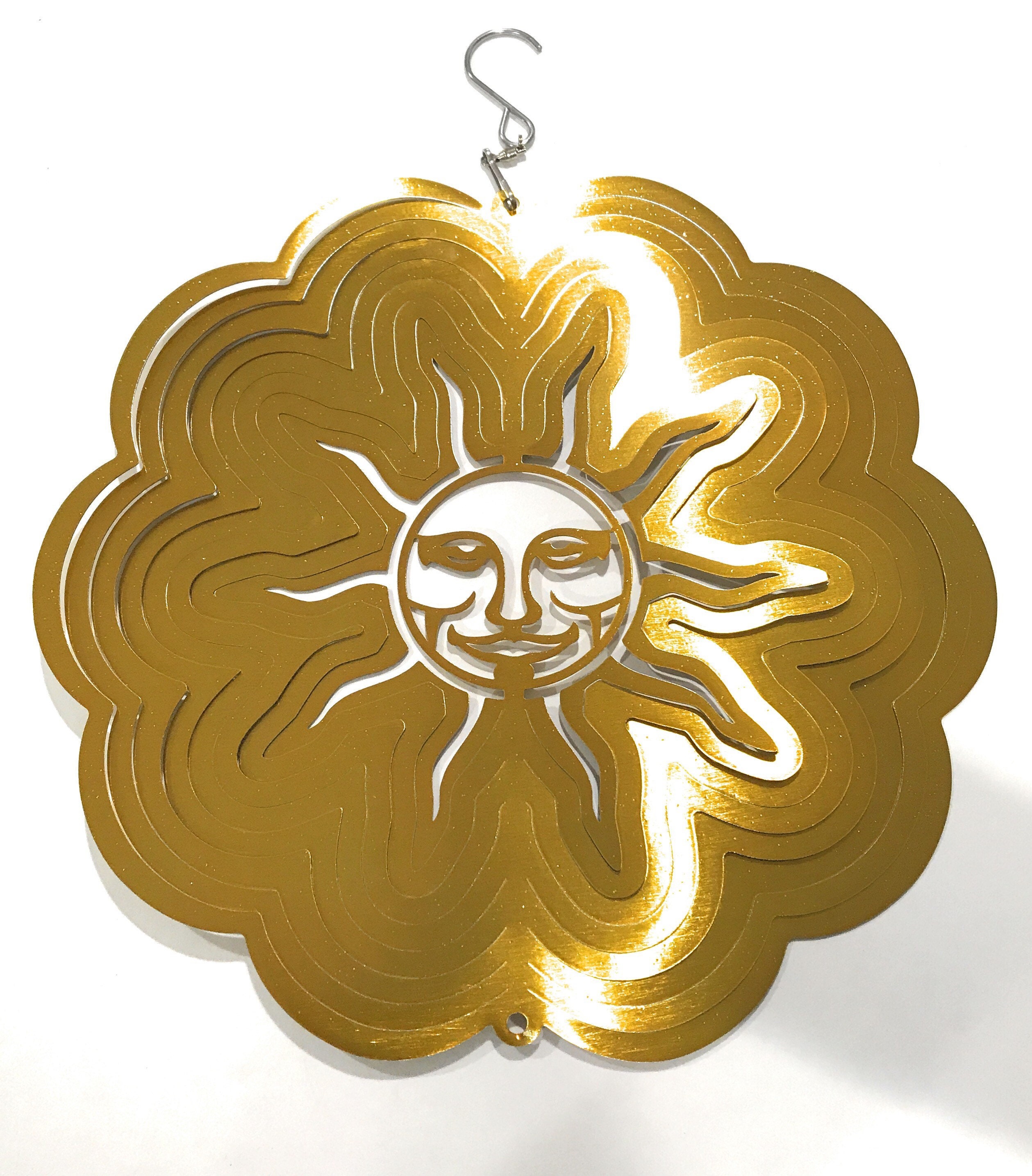 Windsparkles Stainless Steel Wind Spinner Sun Face Silver Etsy