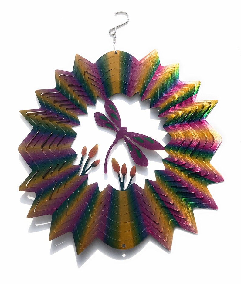 Windsparkles wind spinner dragonfly stainless steel green Etsy