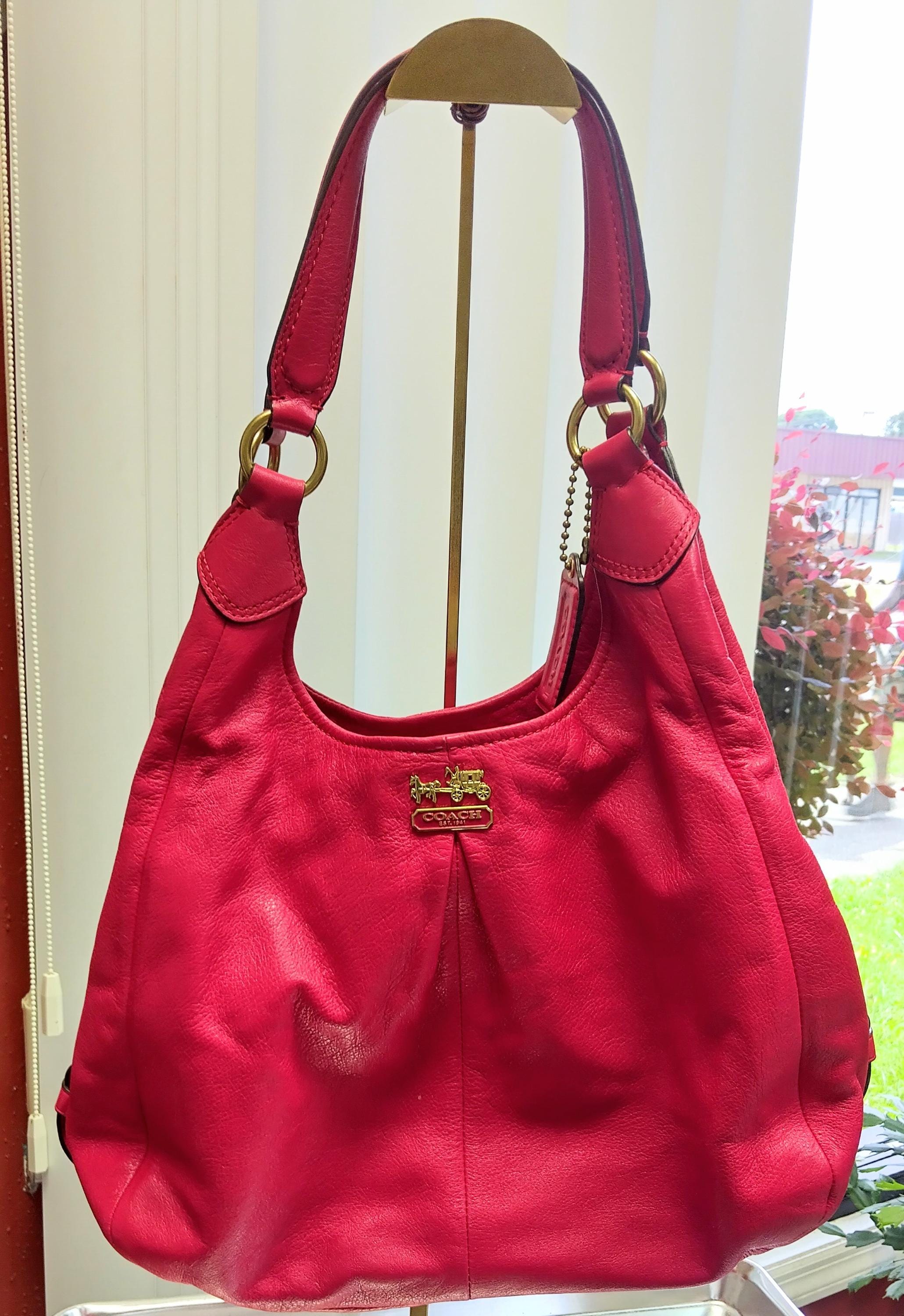 ⭐︎【COACH】マディソン レザーショルダーバッグ ウーブン マギー ピンク Coach Pink Woven Leather Maggie Shoulder Bag
