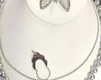 Vintage Monet Necklaces, Pendant and Brooch coordinates Signed Monet hang tag