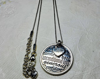 Brighton "Mom's Love" Round Heart Charm Necklace.