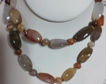 Collar vintage de cuentas de piedra natural, ensartado a mano, 76 cm (30 pulgadas)