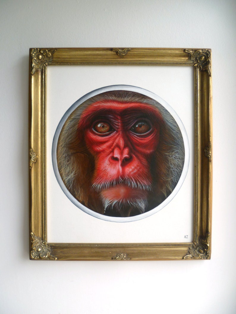Peinture originale, ''Monkey'', 30,5x35,5cm. image 1