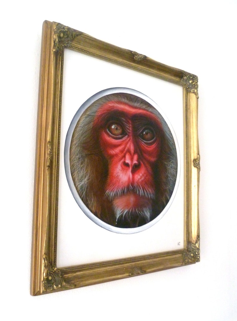 Peinture originale, ''Monkey'', 30,5x35,5cm. image 4
