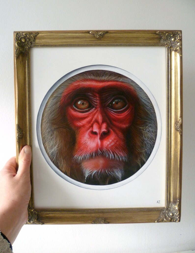 Peinture originale, ''Monkey'', 30,5x35,5cm. image 9