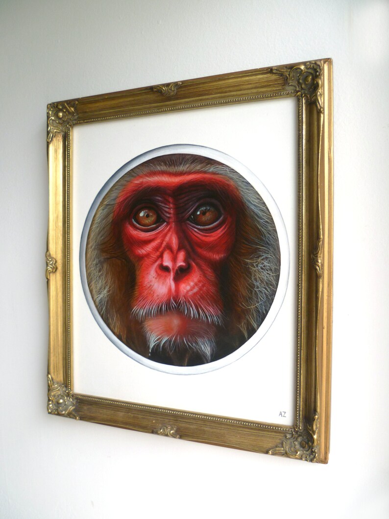 Peinture originale, ''Monkey'', 30,5x35,5cm. image 3