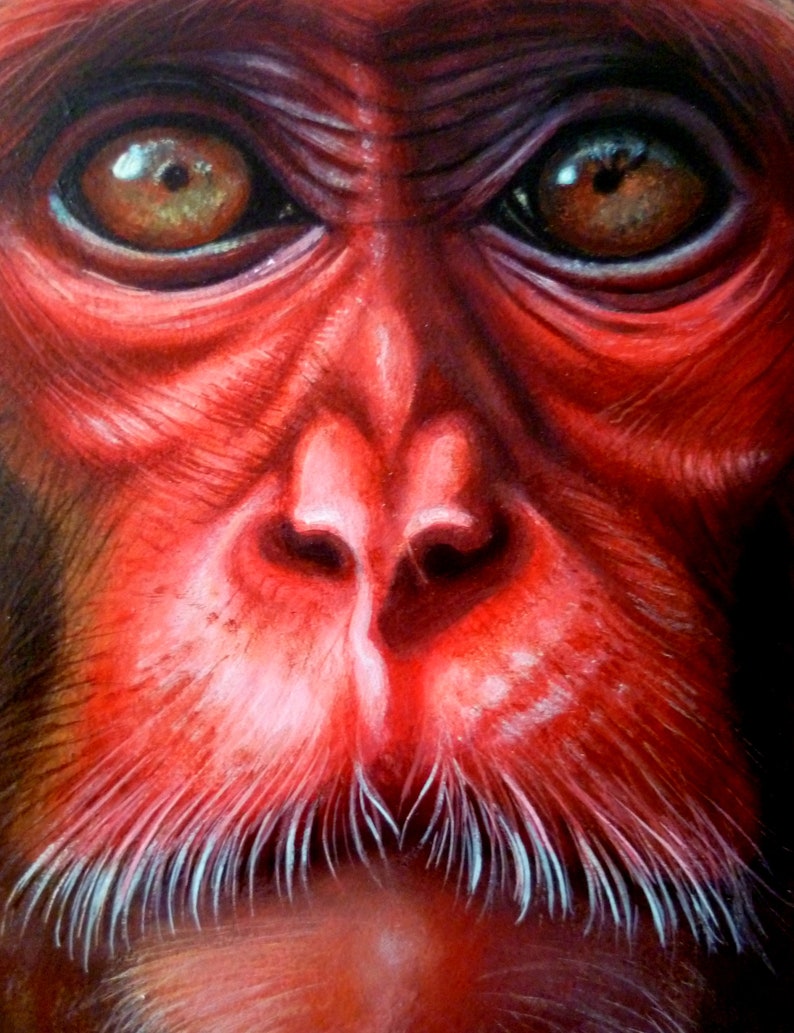 Peinture originale, ''Monkey'', 30,5x35,5cm. image 6
