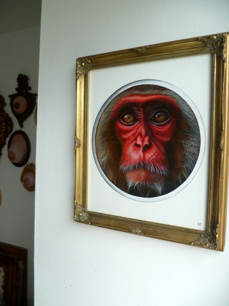 Peinture originale, ''Monkey'', 30,5x35,5cm. image 10