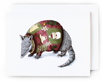 texas christmas card armadillo in an ugly christmas sweater single card wenvelope original artwork - Texas Christmas Cards texas christmas card armadillo in an ugly christmas sweater single card wenvelope original artwork - Texas Christmas Cards