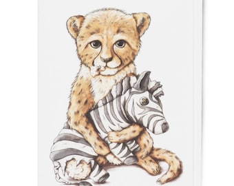 Baby Cheetah Card // Single Card w/Envelope // Mother's Day Card // Baby Shower Gift