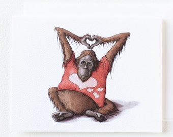 Funny Valentine Card // Valentines Day Card - Valentines Card - I Love You Orangutan