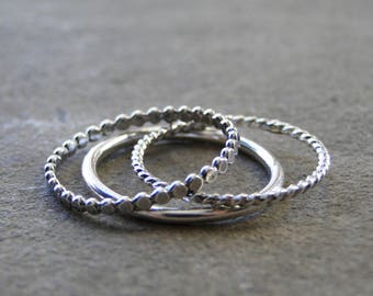 Sterling Silver Stacking Ring Set, Stacking Set, Stacking Rings, Stacker Set, Sterling Silver Rings, Made to Order, Silver Stacking Rings