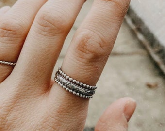 Serenity Stacking Rings (Set of 3), Sterling Silver, Stacking Rings, Made to Order