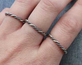 Harmony Stacking Ring, Twisted Stacker Ring, Sterling Silver, Made to Order, Fancy Stacking Ring, Silver Stack Ring