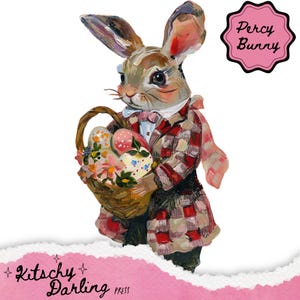 Série de coelhinhos da Páscoa xadrez Percy Bunny, gráficos de artesanato de Páscoa, clipart de coelho da Páscoa, clipart de primavera, download digital