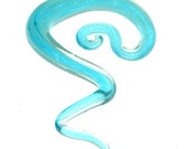 Handmade piercing pyrex glass stretching screw turquoise clear