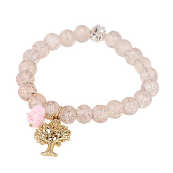 Bracelet crystal pearl style white Glitzerkugel rosarosenbaum Brass adjustable