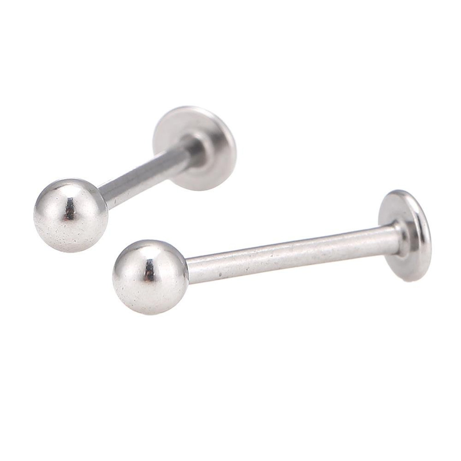 Labret Piercing Plug Fashionable Stainless Steel Silver Color Etsy