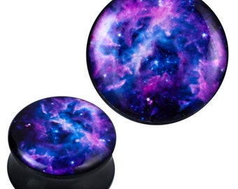 Plug acrylic black white blue purple universe Piercing Earrings