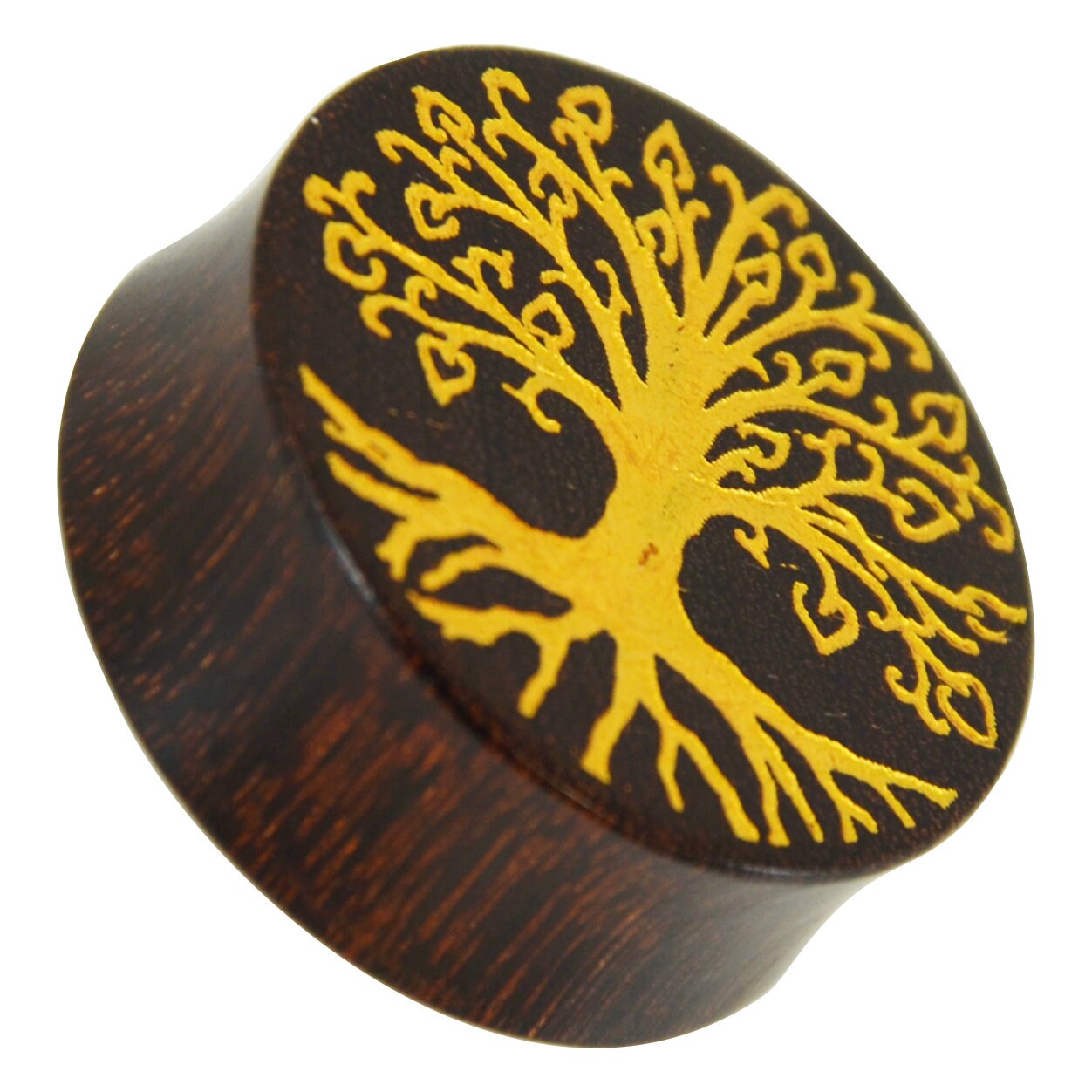 Wood Plug Tree of Life Yggdrasil gold double flared Etsy
