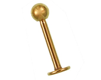 Labret piercing plug fashionable stainless steel gold-colored 8mm small ball