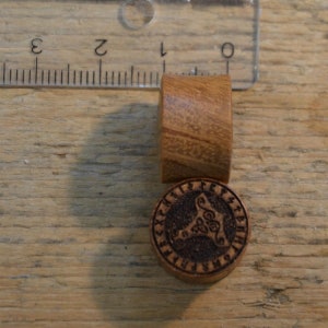 Flesh plug teak Mjolnir Triskele runes double flared image 4