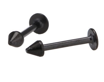 Labret piercing fashionable stainless steel in black with lace small Cone