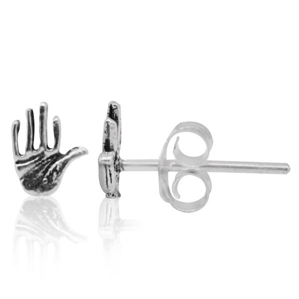 Argent boucles d'oreilles boucles d'oreilles percées arrêt de la main 925 boucles d'oreilles bijoux en argent sterling unisexe