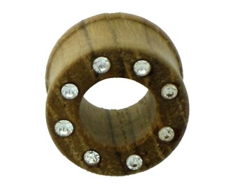 Teak tunnels brown crystals wooden tunnel hand carved tribal wooden plug expander