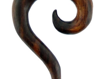 Boucle d'oreille en bois faux piercing longue vis d'expansion en acier inoxydable en spirale