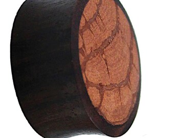 Tribal wooden plug filled grain dark brown wooden plug handcarved Tunnel Expander