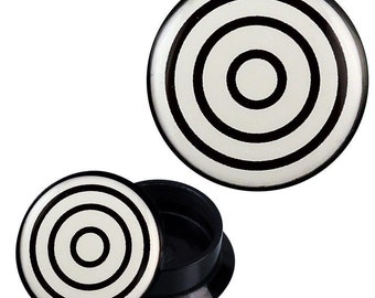 Screw Plug acrylic black target Piercing Earrings