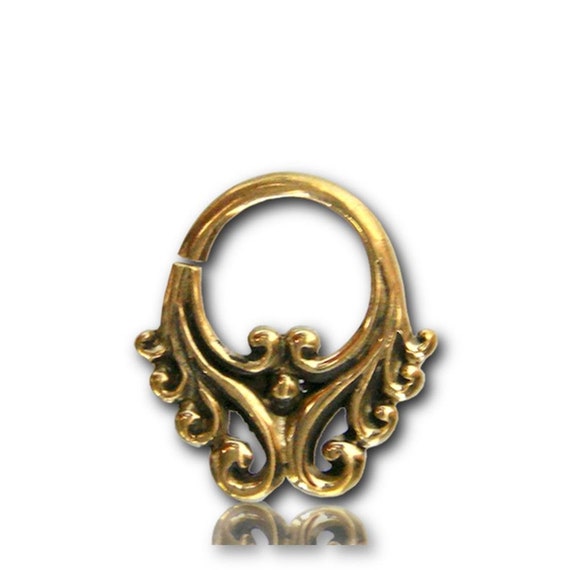 Septum Piercing Nose Rings Squiggly Waves 1.6mm Gold colored
